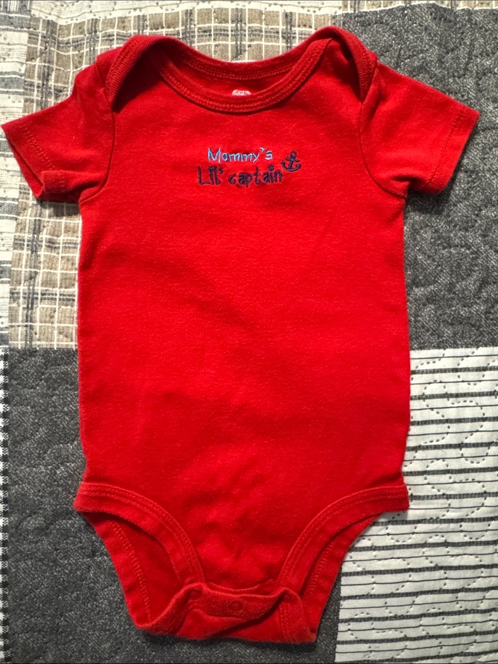 Koala Kids Red Short Sleeve 'Mommy's Lil Captain' One-Piece